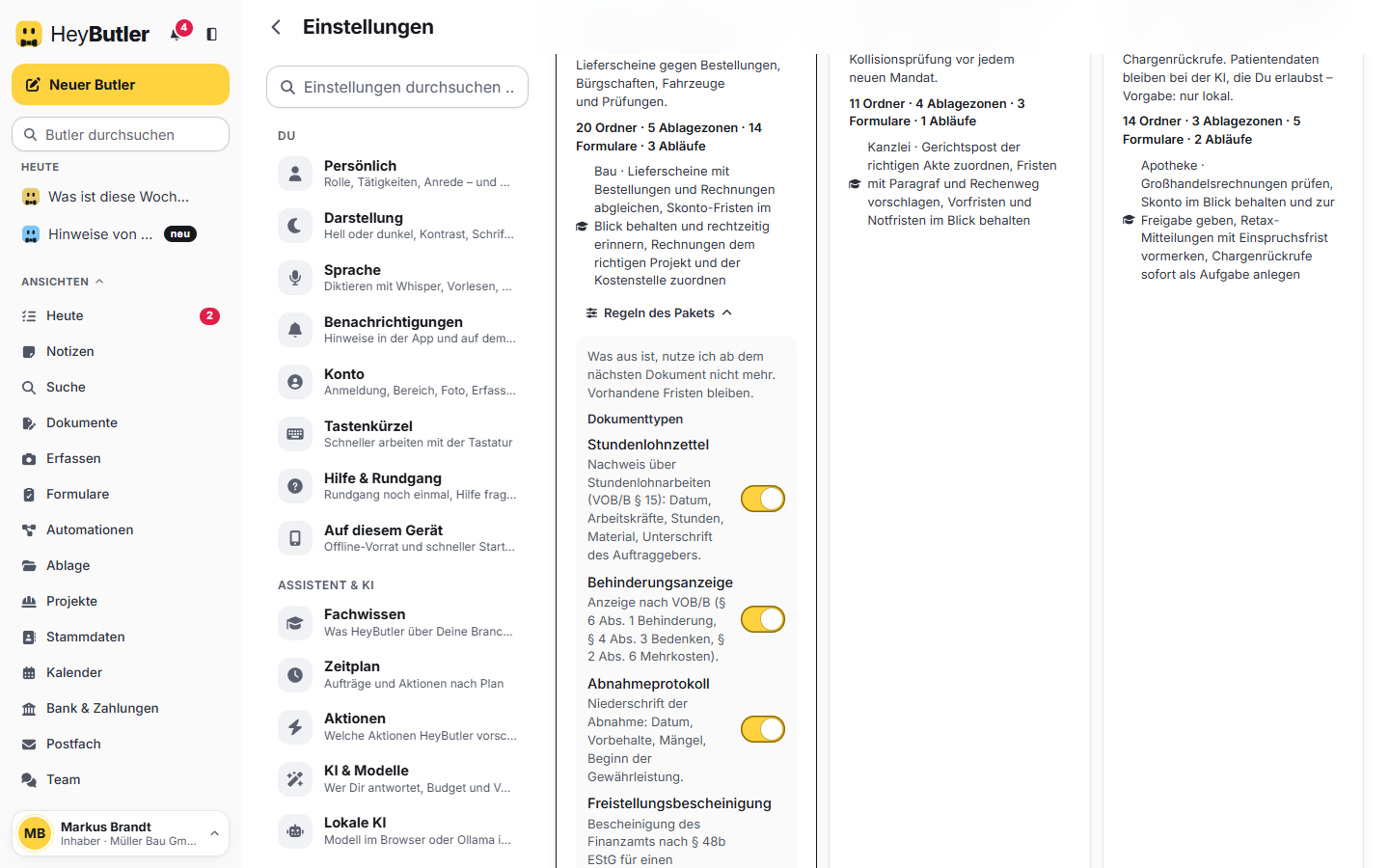 Web · Einstellungen